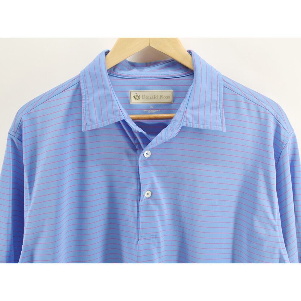 Donald Ross Mens Golf Polo Short‎ Sleeve Shirt Size XL pink striped